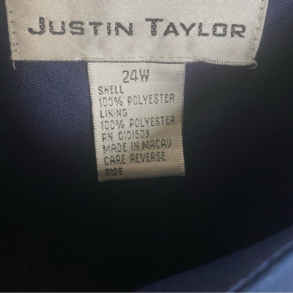 Justin Taylor Dress Women Plus Blue Tiered Layered Bateau Neckline Tent 24W - Picture 5 of 7